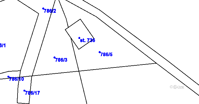 Parcela st. 786/5 v KÚ Petřvald u Nového Jičína, Katastrální mapa