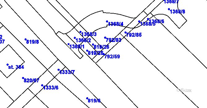 Parcela st. 792/59 v KÚ Petřvald u Nového Jičína, Katastrální mapa