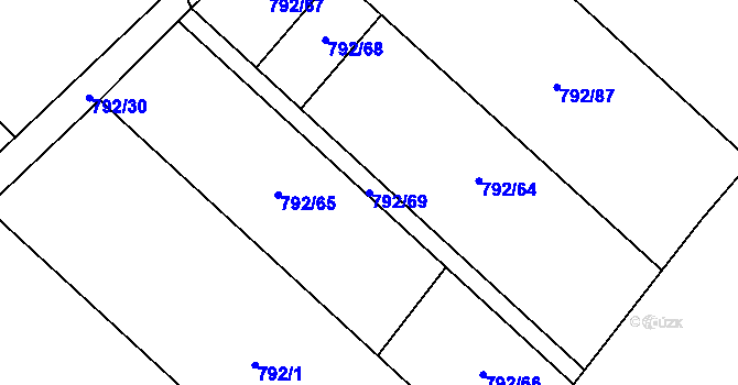 Parcela st. 792/69 v KÚ Petřvald u Nového Jičína, Katastrální mapa