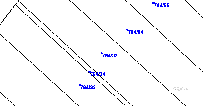 Parcela st. 794/32 v KÚ Petřvald u Nového Jičína, Katastrální mapa