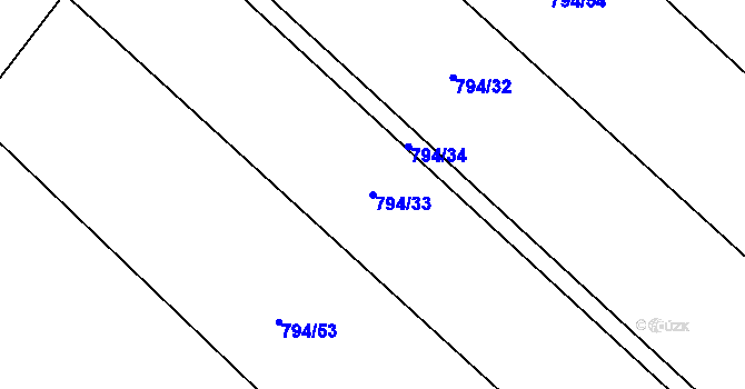 Parcela st. 794/33 v KÚ Petřvald u Nového Jičína, Katastrální mapa
