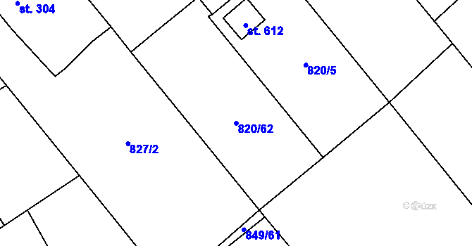 Parcela st. 820/62 v KÚ Petřvald u Nového Jičína, Katastrální mapa