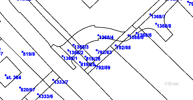 Parcela st. 792/83 v KÚ Petřvald u Nového Jičína, Katastrální mapa