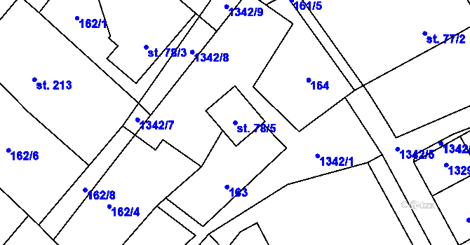 Parcela st. 78/5 v KÚ Petřvald u Nového Jičína, Katastrální mapa