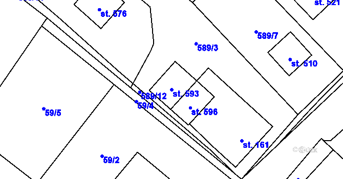 Parcela st. 593 v KÚ Petřvald u Nového Jičína, Katastrální mapa
