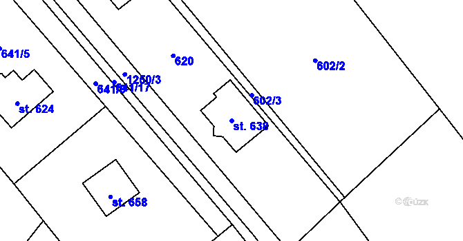 Parcela st. 638 v KÚ Petřvald u Nového Jičína, Katastrální mapa