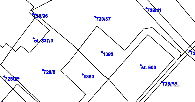 Parcela st. 537/1 v KÚ Petřvald u Nového Jičína, Katastrální mapa