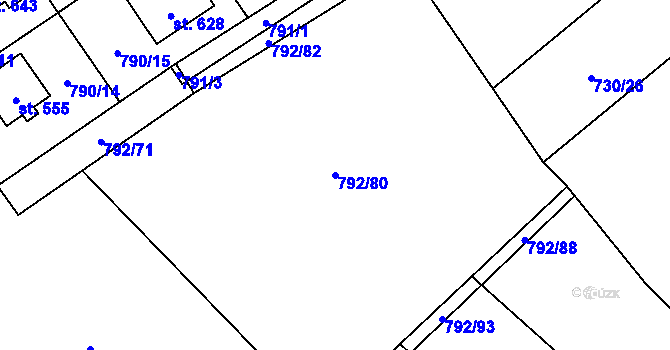 Parcela st. 792/80 v KÚ Petřvald u Nového Jičína, Katastrální mapa