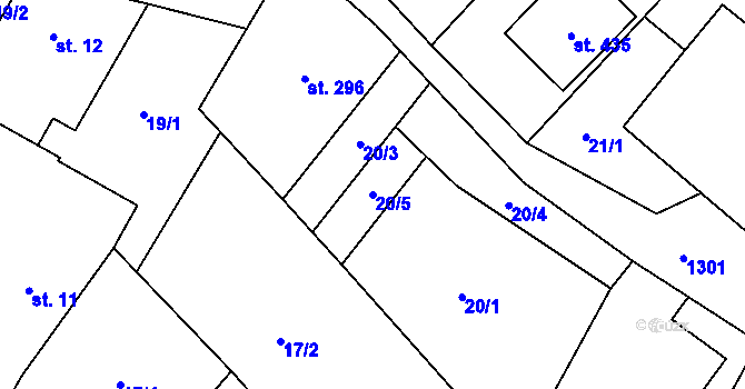 Parcela st. 20/5 v KÚ Petřvald u Nového Jičína, Katastrální mapa