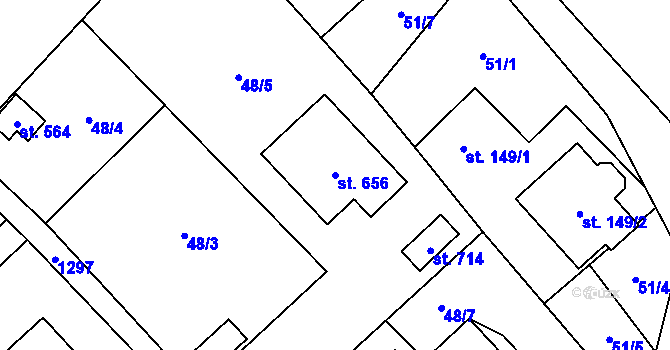 Parcela st. 656 v KÚ Petřvald u Nového Jičína, Katastrální mapa
