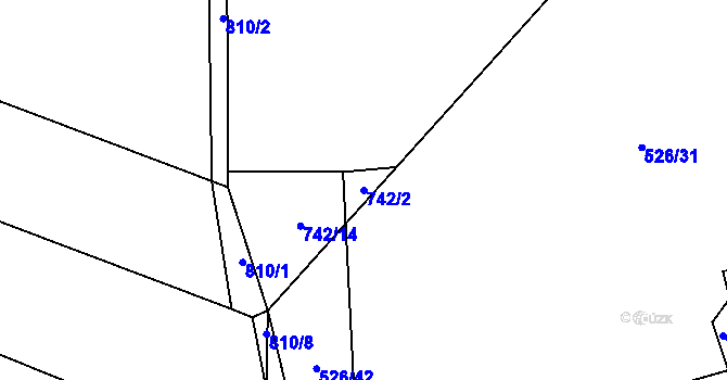 Parcela st. 742/2 v KÚ Petřvald u Nového Jičína, Katastrální mapa