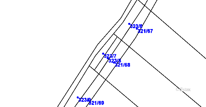 Parcela st. 323/7 v KÚ Petřvald u Nového Jičína, Katastrální mapa