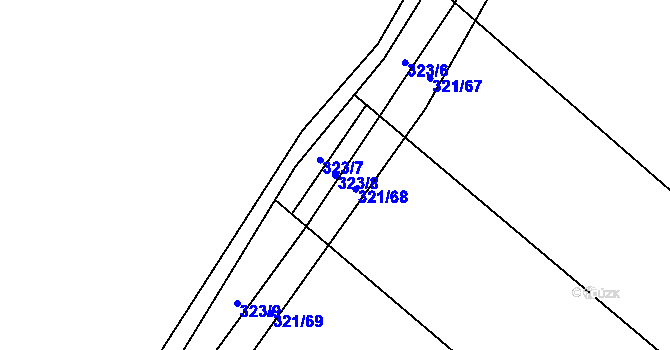 Parcela st. 323/8 v KÚ Petřvald u Nového Jičína, Katastrální mapa