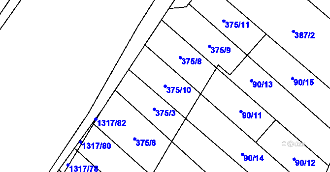 Parcela st. 375/10 v KÚ Petřvald u Nového Jičína, Katastrální mapa