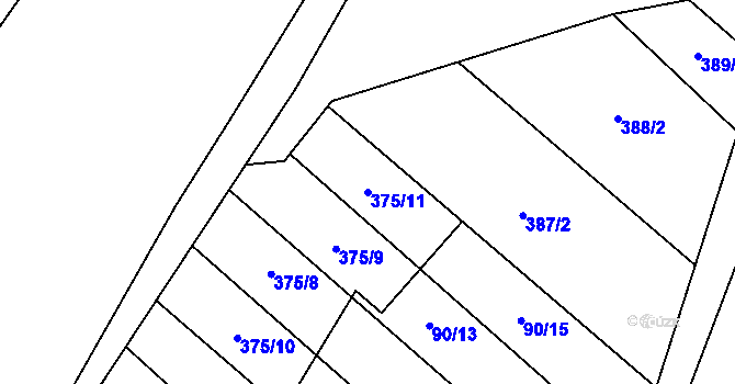 Parcela st. 375/11 v KÚ Petřvald u Nového Jičína, Katastrální mapa
