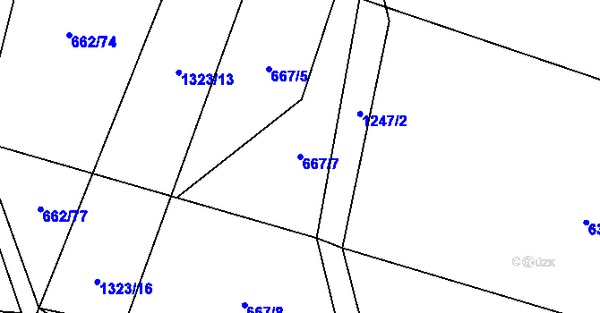 Parcela st. 667/7 v KÚ Petřvald u Nového Jičína, Katastrální mapa