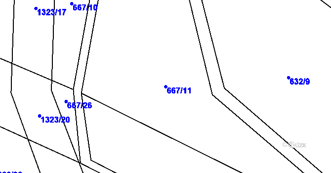 Parcela st. 667/11 v KÚ Petřvald u Nového Jičína, Katastrální mapa