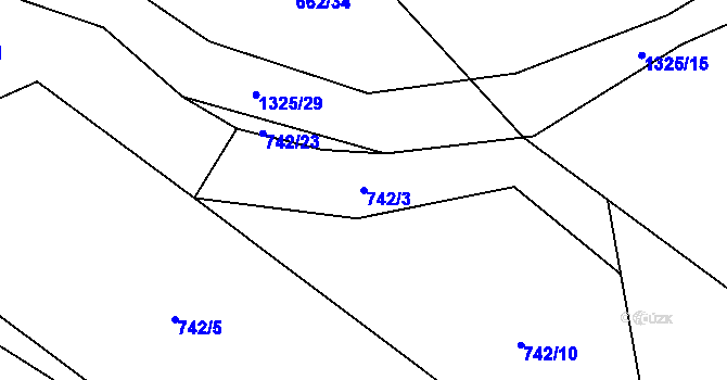 Parcela st. 742/3 v KÚ Petřvald u Nového Jičína, Katastrální mapa
