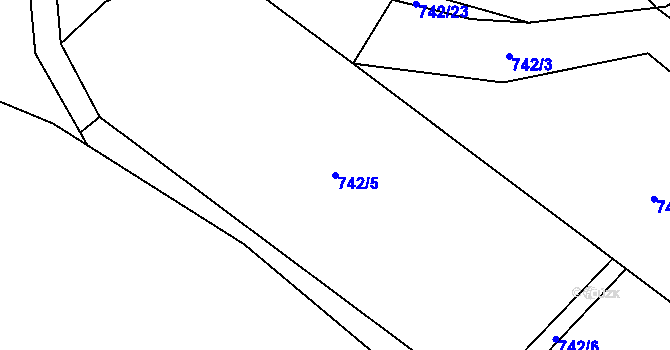 Parcela st. 742/5 v KÚ Petřvald u Nového Jičína, Katastrální mapa