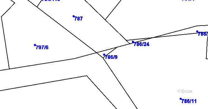 Parcela st. 786/9 v KÚ Petřvald u Nového Jičína, Katastrální mapa