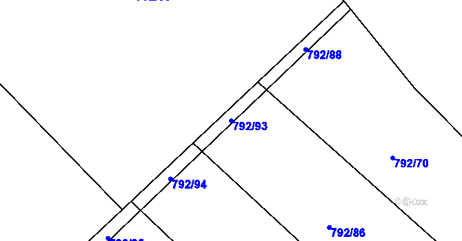 Parcela st. 792/93 v KÚ Petřvald u Nového Jičína, Katastrální mapa