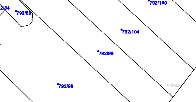 Parcela st. 792/99 v KÚ Petřvald u Nového Jičína, Katastrální mapa