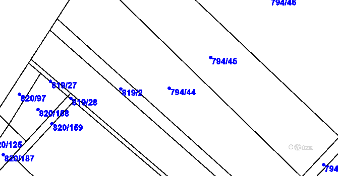 Parcela st. 794/44 v KÚ Petřvald u Nového Jičína, Katastrální mapa