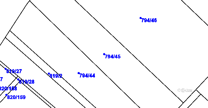 Parcela st. 794/45 v KÚ Petřvald u Nového Jičína, Katastrální mapa