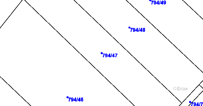 Parcela st. 794/47 v KÚ Petřvald u Nového Jičína, Katastrální mapa