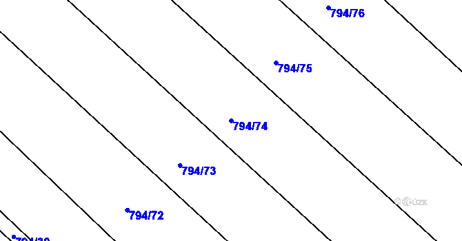 Parcela st. 794/74 v KÚ Petřvald u Nového Jičína, Katastrální mapa