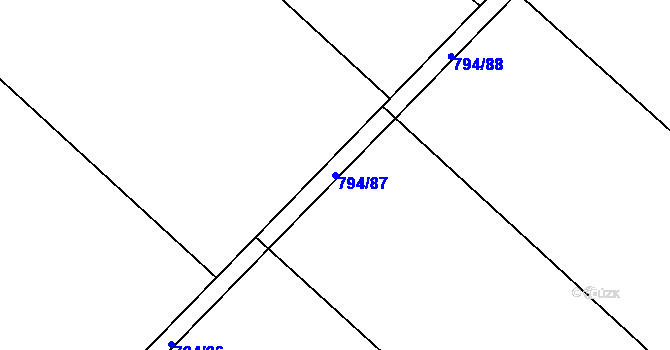Parcela st. 794/87 v KÚ Petřvald u Nového Jičína, Katastrální mapa