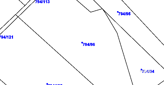 Parcela st. 794/96 v KÚ Petřvald u Nového Jičína, Katastrální mapa