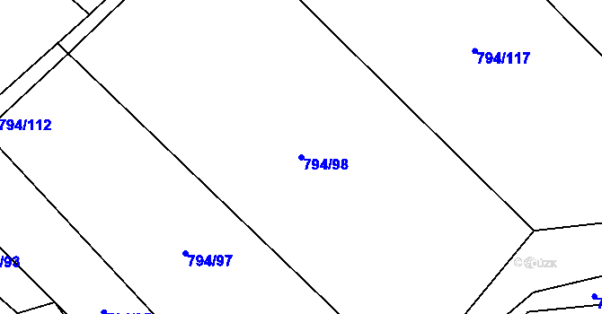 Parcela st. 794/98 v KÚ Petřvald u Nového Jičína, Katastrální mapa