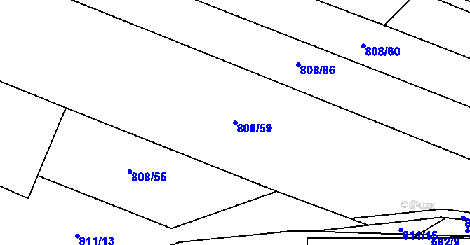 Parcela st. 808/59 v KÚ Petřvald u Nového Jičína, Katastrální mapa