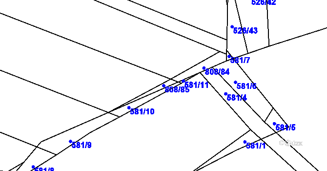Parcela st. 808/85 v KÚ Petřvald u Nového Jičína, Katastrální mapa