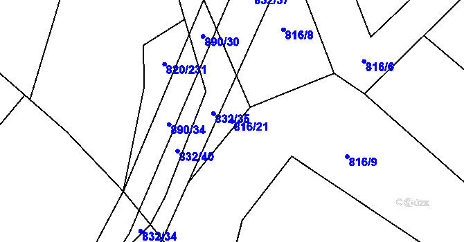 Parcela st. 816/21 v KÚ Petřvald u Nového Jičína, Katastrální mapa