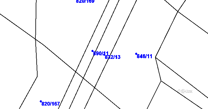 Parcela st. 832/13 v KÚ Petřvald u Nového Jičína, Katastrální mapa