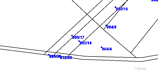 Parcela st. 832/14 v KÚ Petřvald u Nového Jičína, Katastrální mapa