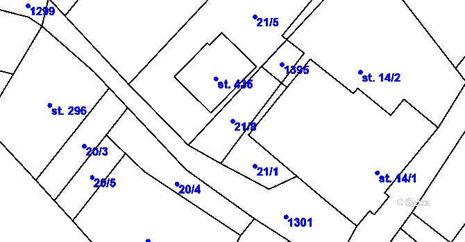 Parcela st. 21/8 v KÚ Petřvald u Nového Jičína, Katastrální mapa