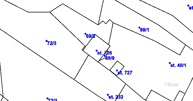 Parcela st. 726 v KÚ Petřvald u Nového Jičína, Katastrální mapa