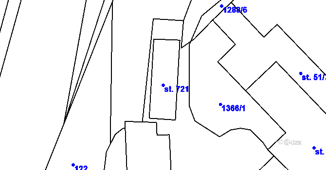 Parcela st. 721 v KÚ Petřvald u Nového Jičína, Katastrální mapa