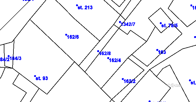 Parcela st. 162/8 v KÚ Petřvald u Nového Jičína, Katastrální mapa