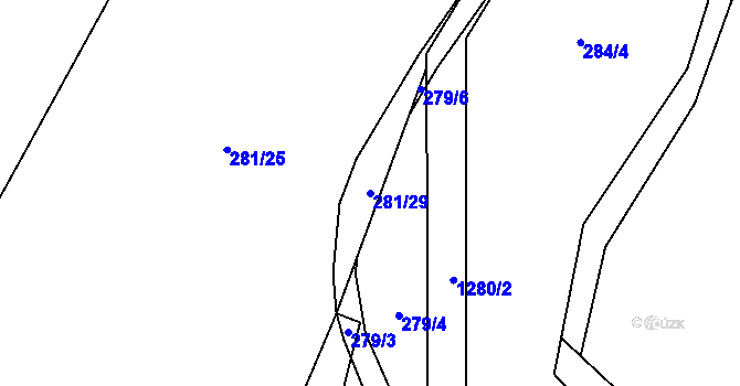 Parcela st. 281/29 v KÚ Petřvald u Nového Jičína, Katastrální mapa