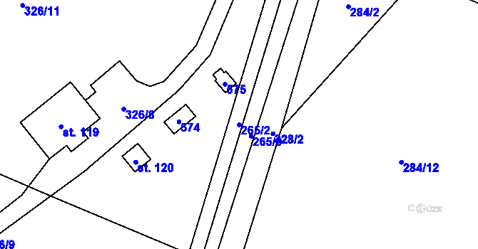 Parcela st. 265/2 v KÚ Petřvaldík, Katastrální mapa