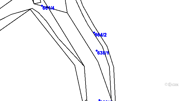 Parcela st. 638/1 v KÚ Pchery, Katastrální mapa