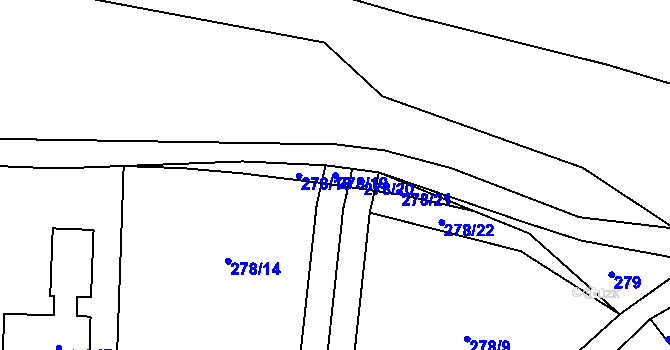 Parcela st. 278/19 v KÚ Pchery, Katastrální mapa