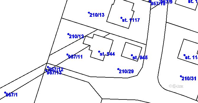 Parcela st. 944 v KÚ Pchery, Katastrální mapa