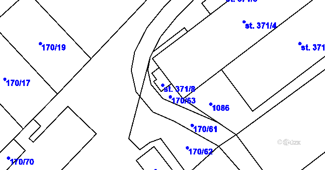 Parcela st. 371/8 v KÚ Pchery, Katastrální mapa