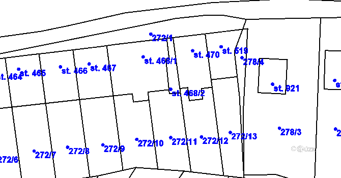 Parcela st. 468/2 v KÚ Pchery, Katastrální mapa