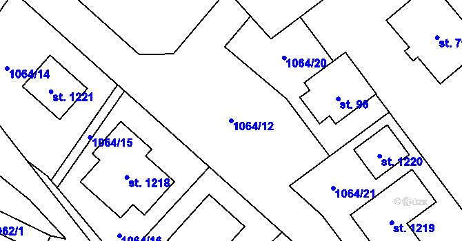 Parcela st. 1064/12 v KÚ Pchery, Katastrální mapa